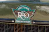 1929 REO Camping Wagon vintage camper truck has an original REO Heavy Duty Camping Wagon logo badge on the radiator
