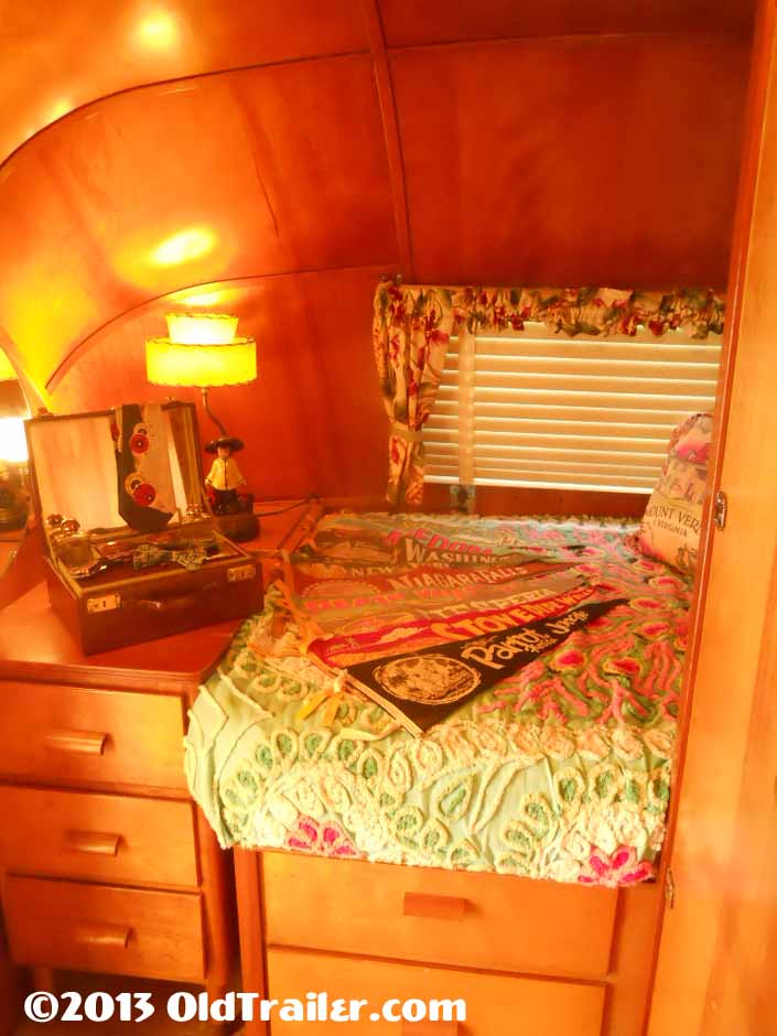 This vintage 1951 vagabond trailer has a cozy rear bedroom