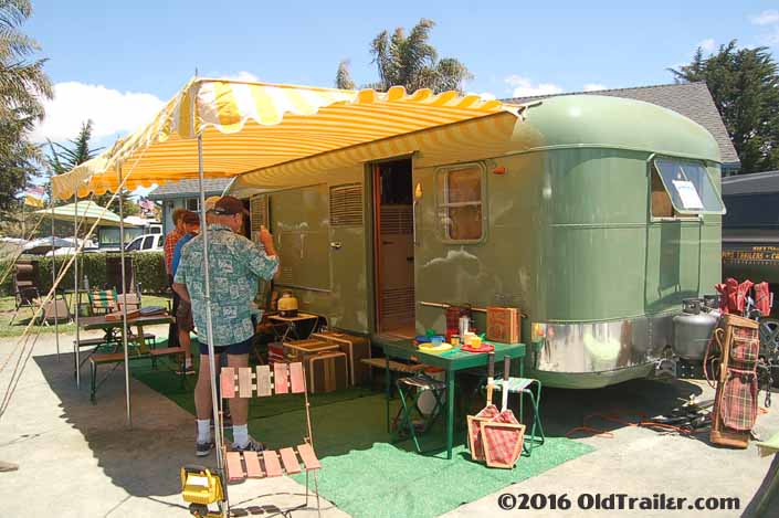 1951 Vagabond trailer setup for camping at the Pismo Vintage Trailer Rally