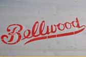 Awesome logo decal in red, on a 1955 Bellwood vintage trailer