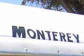 New Monterey reproduction logo decal on the front end of a 1955 Monterey vintage trailer