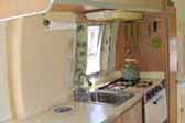 Beautiful kitchen area in 1967 Airstream Caravel travel trailer