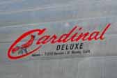 1967 Cardinal Deluxe vintage trailer with a beautiful Cardinal reproduction logo decal on the front