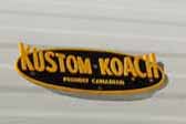 Fully restored 1968 Kustom Koach travel trailer with an awesome yellow Kustom Koach logo badge on the front