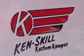 Ken-Skill logo graphics decal on the side of a vintage Ken-Skill Kustom Kamper trailer