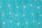 This image is a sample of a great looking retro fabric pattern with 1960's flowers on a turquoise background, for your vintage trailer