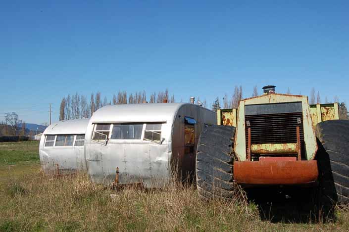 A couple of vintage Spartan trailers in a Vintage Trailer Junk Yard