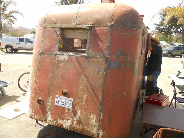 Salvaged 1936 Covered Wagon vintage trailer is rough but restorable