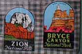 Set of Vintage Travel Decals from Bryce Canyon National Park and Zion National Park