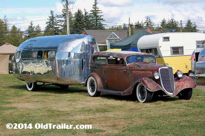 This vintage towing rig is a Customized Ford Tudor pulling a 1936 Bowlus Trailer