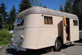 Picture of the rear end of a 1937 vintage Vagabond travel trailer