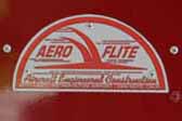 Beautiful Aero Flite emblem plaque on a fully restored Aero Flite travel trailer