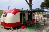 Picture of an awesome 1950 vintage Vagabond trailer camping at the Pismo Trailer rally
