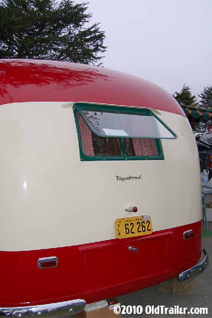 Restored 1950 Vagabond trailer with original hinge up bedroom window