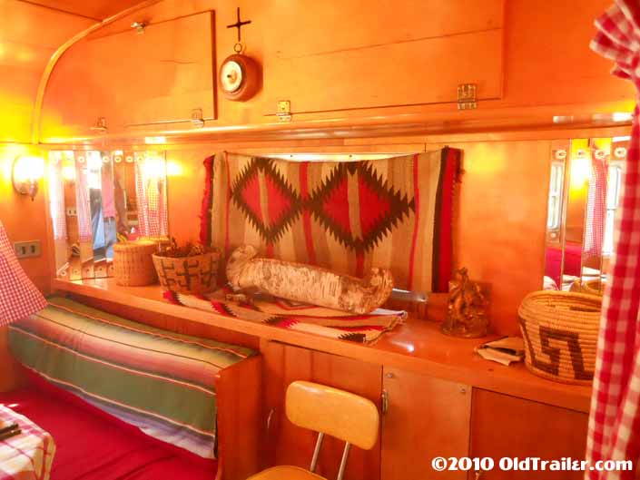 1950 vintage Vagabond trailer with front living room cabinets