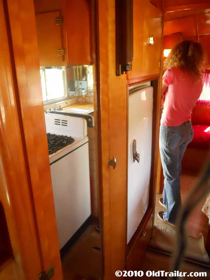 Vintage 1950 Vagabond travel trailer with original gas stove and fridge