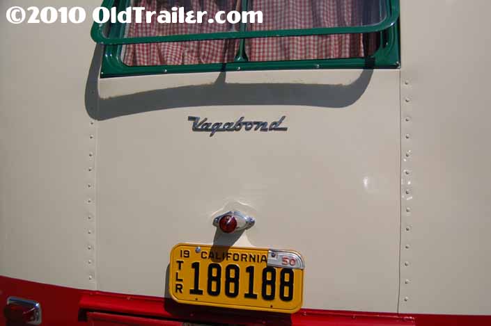 1950 Vagabond vintage trailer with a restored Bargman license plate light
