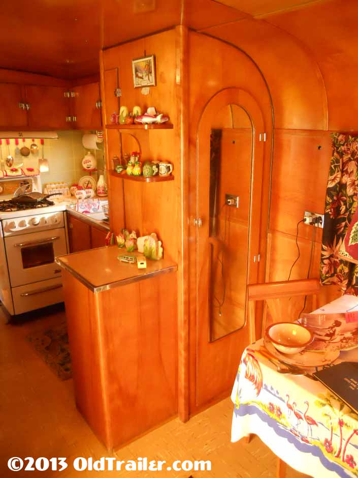 1951 Vagabond vintage trailer with a side bathroom cabinet