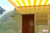 Photo of the hinged rear door in a 1951 Vagabond vintage trailer