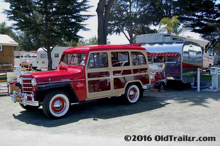 This vintage towing rig is a 1952 Willys Wagon pulling a Vintage Trailer