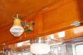 Beautifully re-finished birch ceiling paneling and cabinets in a rare 1953 Aljoa Travel Trailer