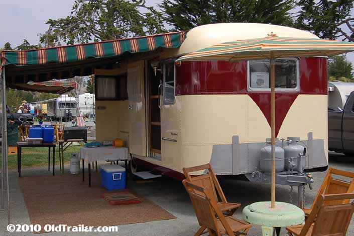 Vintage 1953 Vagabond trailer setup for camping at the Pismo Vintage Trailer Rally