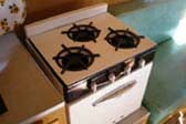 Gas stove & oven unit in 1955 Shasta travel trailer