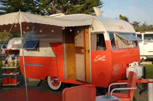 Beautifully restored vintage Shasta trailer with iconic wings, from the 1960's