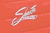 New white reproduction decal for a 1956 Shasta trailer