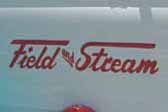 1957 Field & Stream trailer with an accurate new reproduction Field and Stream logo decal on the front end