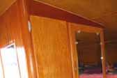 Photo of beautiful varnish finish on ash cabinets in 1958 Shasta 1500 Trailer