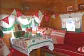 Roomy seating in dinette area in 1962 Shasta Compact Trailer
