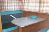 New retro plaid fabric curtains in 1963 Shasta Trailer