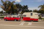 A 1964 shasta vintage trailer and 1955 chevy nomad station wagon vintage tow vehicle