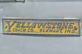 Original Yellowstone of Elkhart, Indiana cast logo emblem on the side of a vintage 1964 Yellowstone trailer