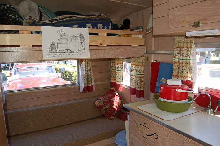 Rear sleeping area in an Aladdin Magic Carpet Model Trailer