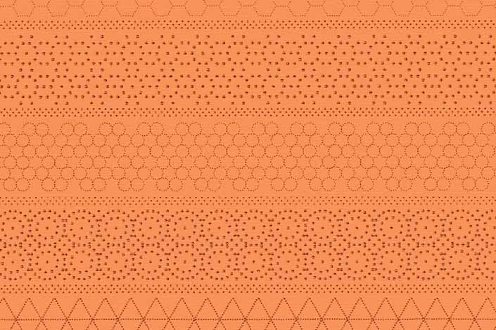 Retro formica laminate sample chip; Tangello Dotscreen pattern #6617