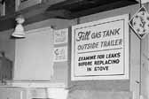 Government photo shows the kitchen area in a 1940's model canned ham trailer supplied by the Government, at Project Hanford Trailer City in Washington