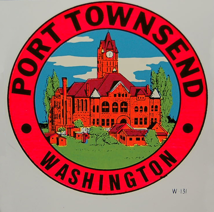 Rare Vintage Travel Decal depicts the historic courthouse in Port Townsend in the state of Washington