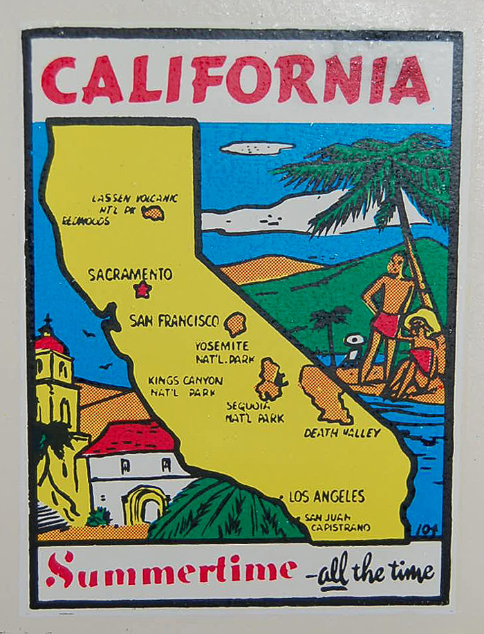 Vintage Souvenir Travel Decal from State of California