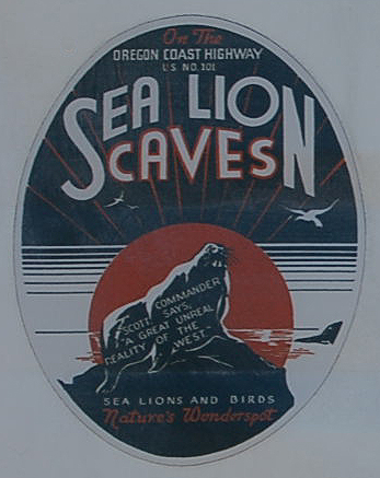 Unique Vintage Souvenir Travel Decal from the Sea Lion Caves ares on Highway-101 on the Oregon Coast