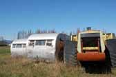 Old trailers stored in a vintage trailer junk yard