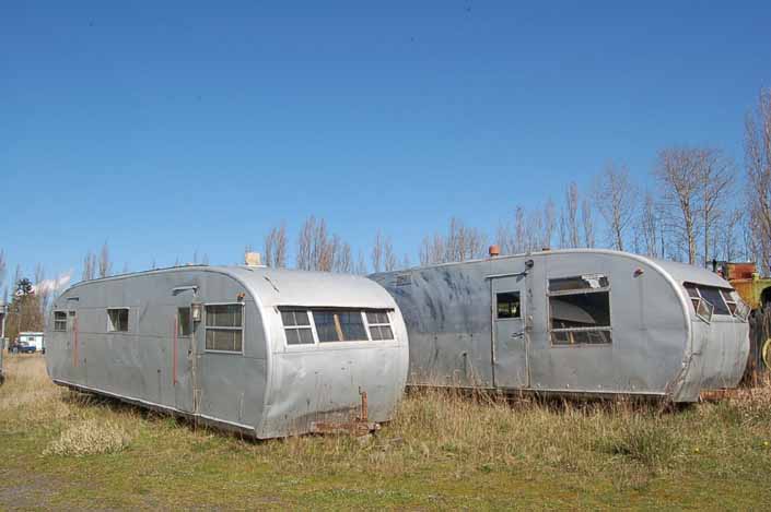 Vintage trailer junkyard has several old Spartanette trailers avaliable for restoration