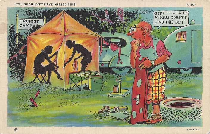 Vintage Trailer bawdy humor postcard