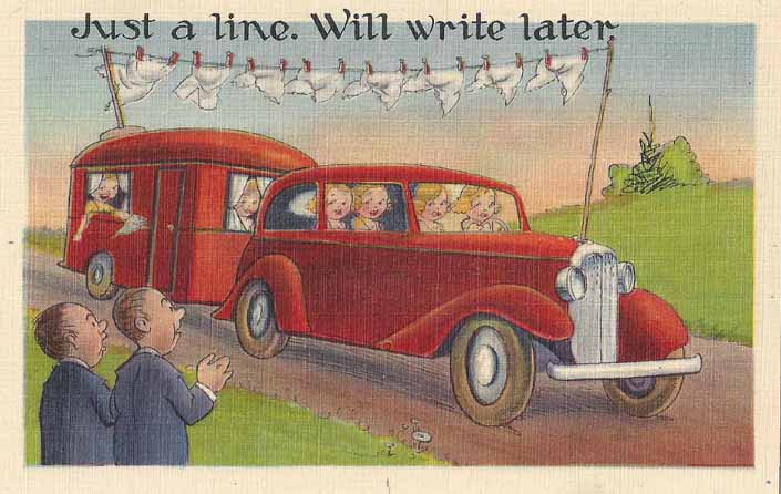 Vintage Trailer Camping Humor Postcard