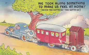 Collectable vintage trailer humor postcard