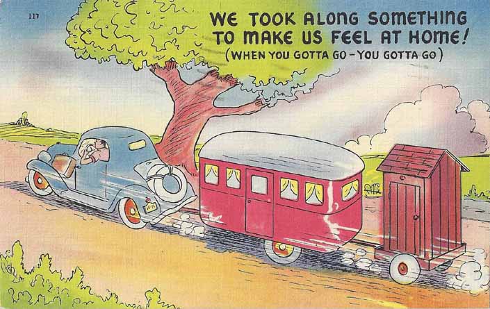 Colorful Vintage Trailer humor post card