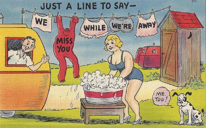 Risque Vintage Trailer Camping Humor Postcard