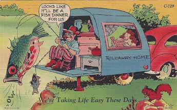 Vintage Travel Trailer camping humor post card