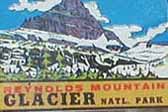 Rare Vintage Travel Decal from Glacier National Park in Montana features Reynolds Mountain